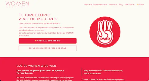Portada de la Web de WOMEN WIDE WEB