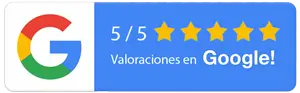 5/5 Estrellas verificadas de Google te lleva a las reseñas de google